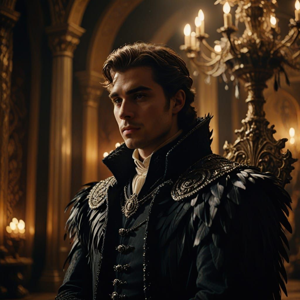 Regal Aristocrat in Shimmering Black and Silver