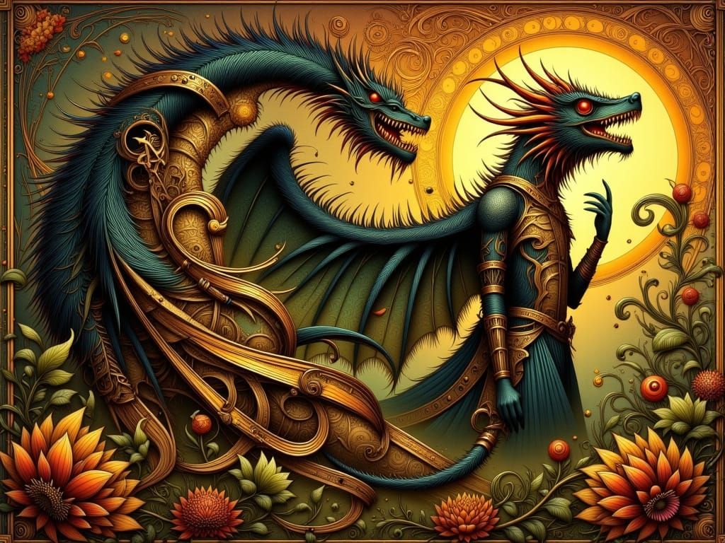 The Jabberwock in Klimt Style