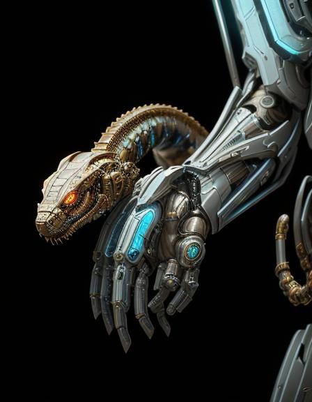 Steampunk Cyber Snake with Intricate Mechanical Details