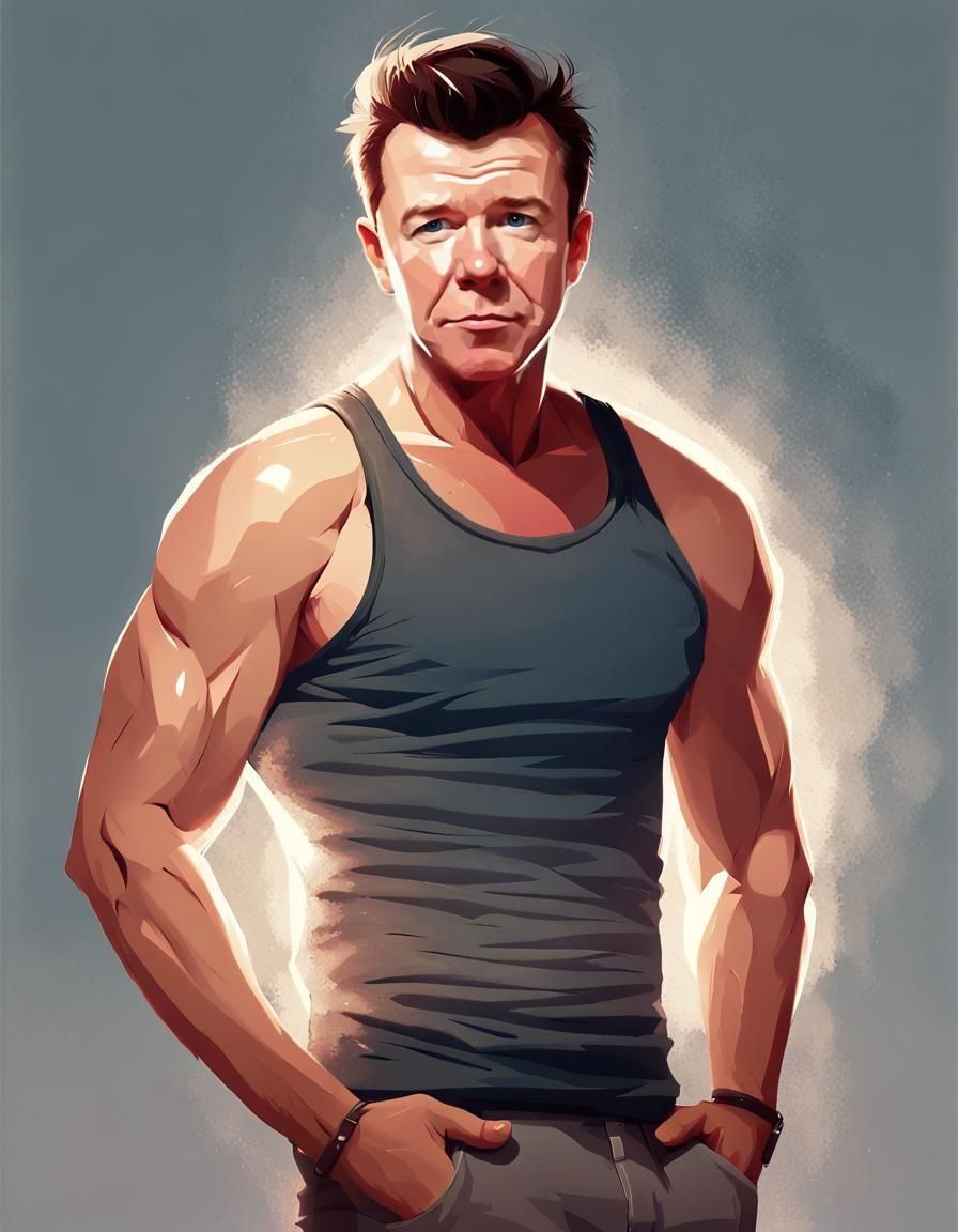 Buff Man Portrait in WLOP and Campion Style