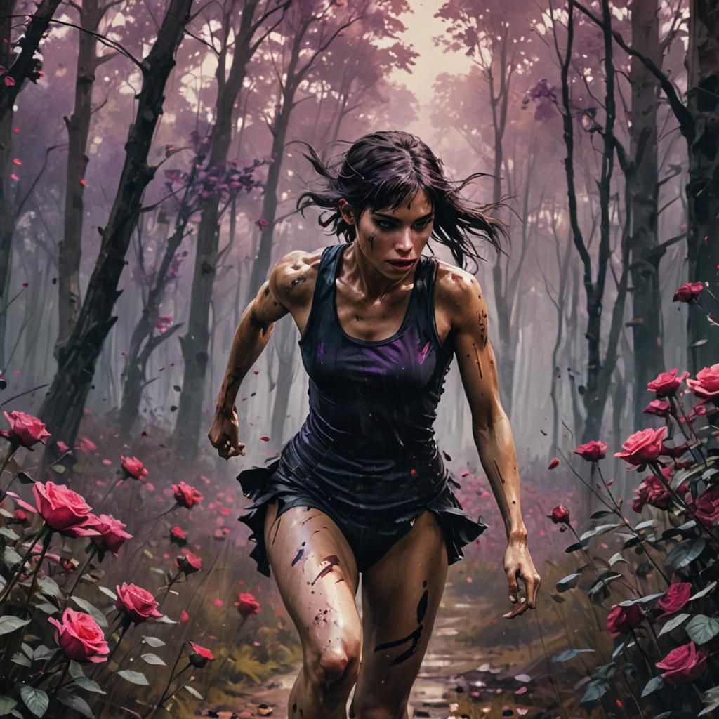 Blade Runner Athlete Races Through Ethereal Rose Field
