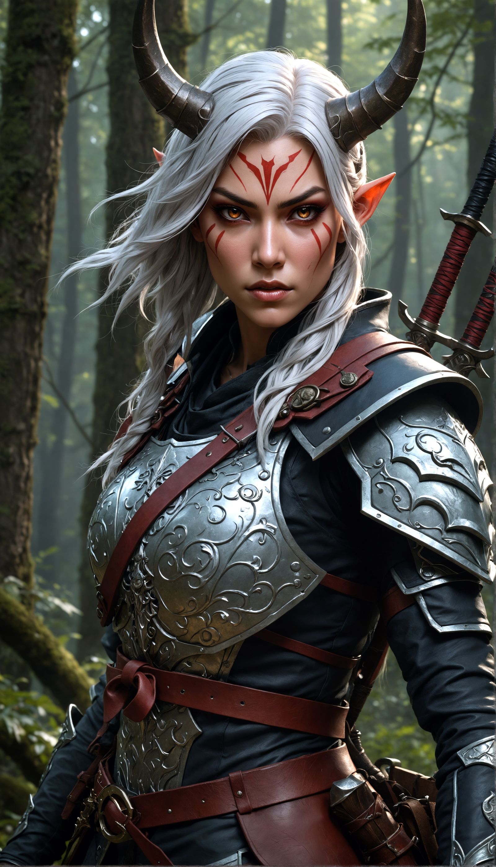 Oni Ranger with Katana in Haunted Forest