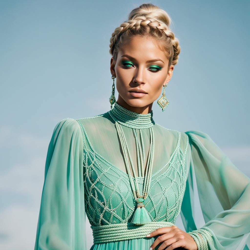 Goddess of Harmony in Celadon Gown