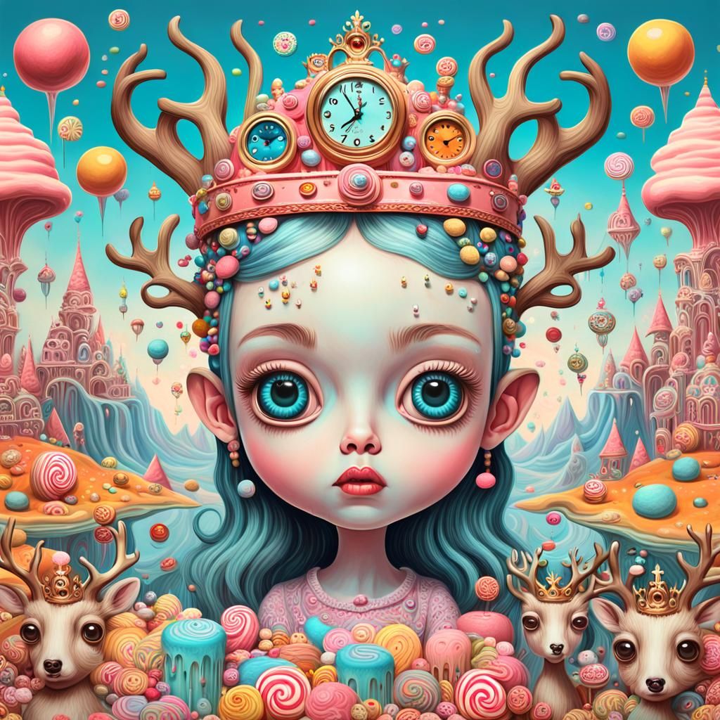 Surreal Dreamscape with Melting Clock Crown