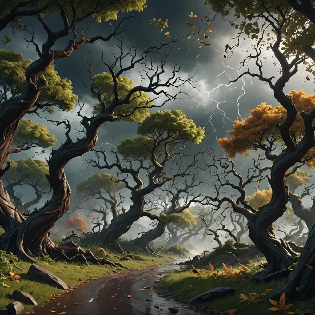 Stormy Landscape in Unreal Engine 5 Art Style