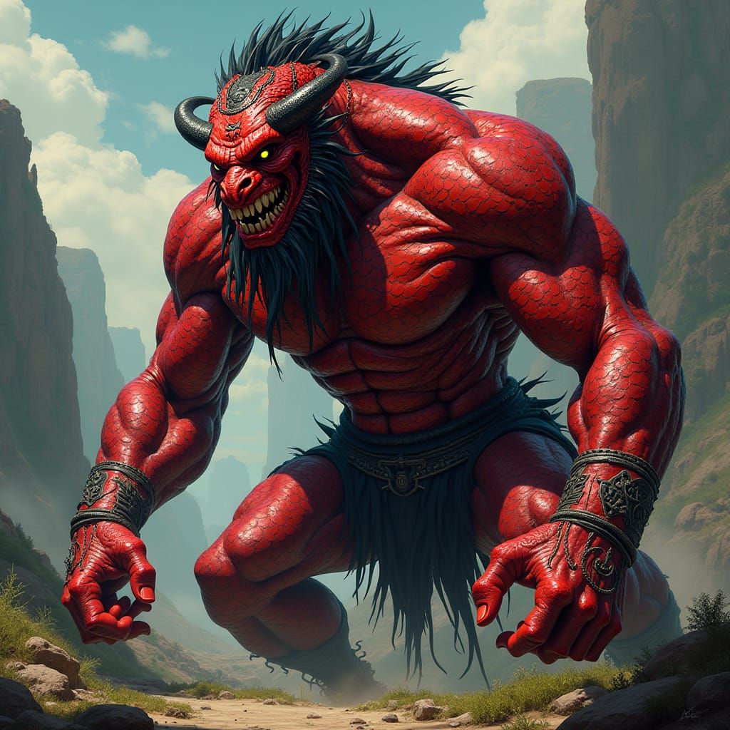 Powerful Maori Taniwha in Cyberpunk Style