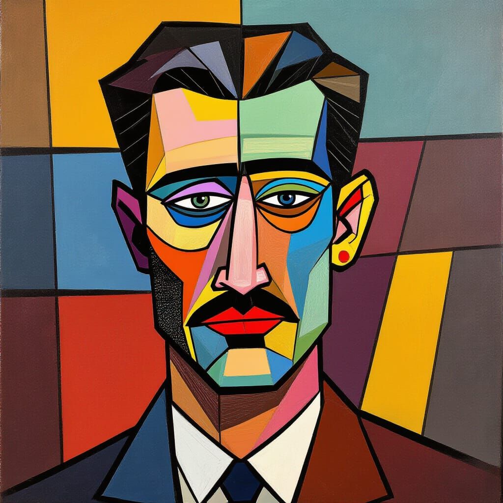 Fragmented Geometric Shapes in Cubist Style