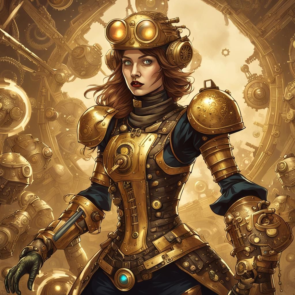 Steampunk Android Battles in Surreal Multiverse
