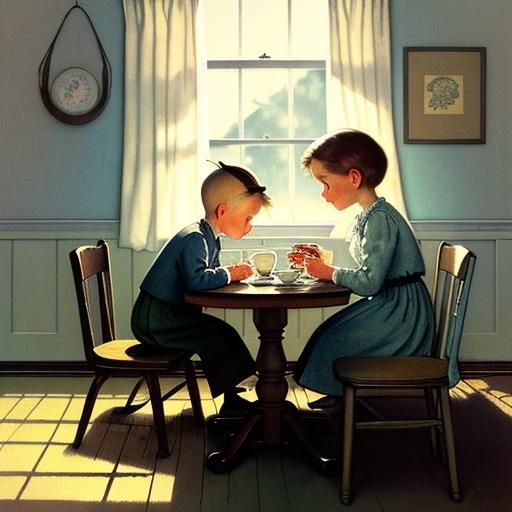 Boy Searches for Missing Toy Car, Rockwell Style