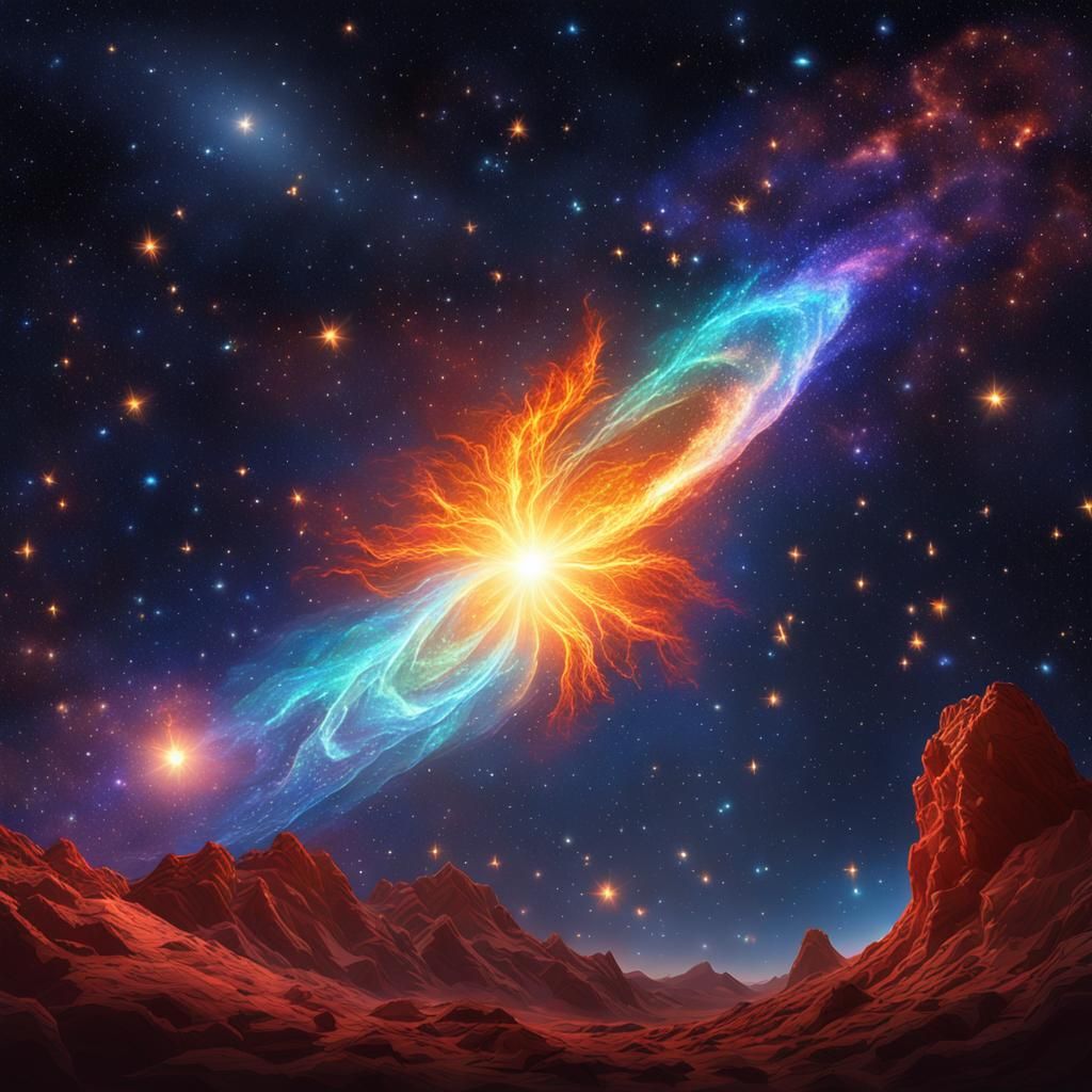 Cosmic Comet Soaring Through Starry Galaxy