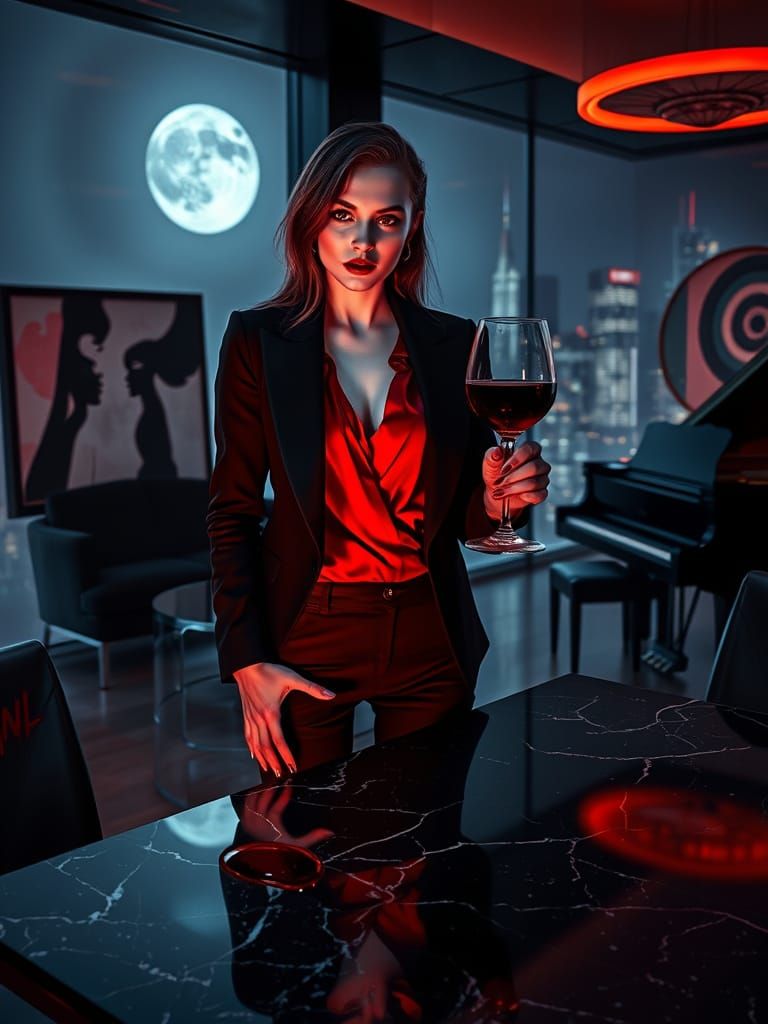 Elegant Vampire in Modern Luxury Abode