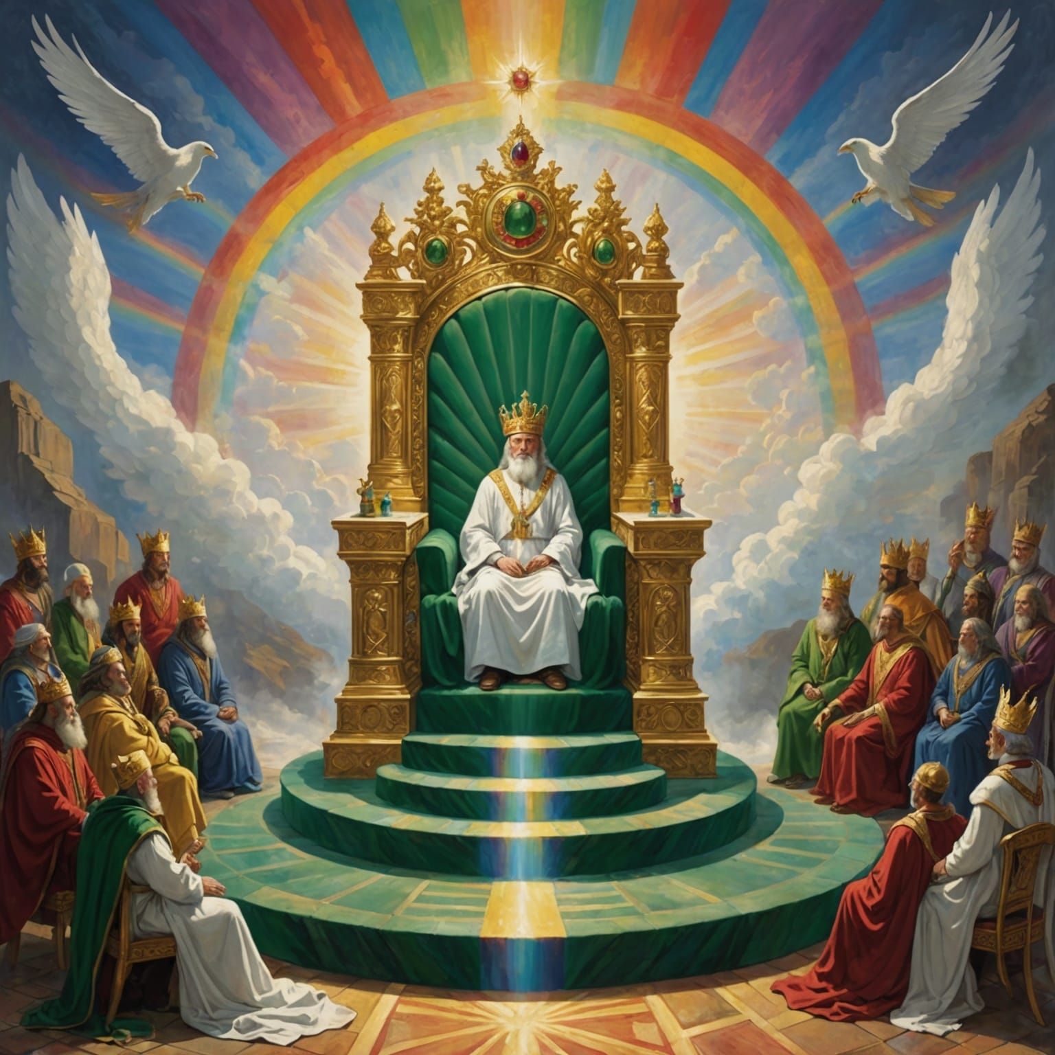 Heavenly Throne with Rainbow and Elders: Cinematic Vision