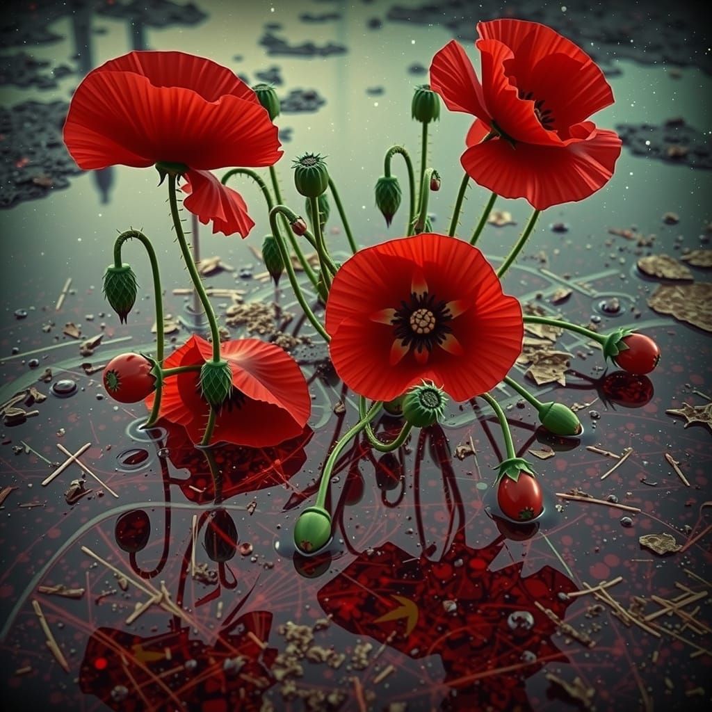 Psychedelic Poppy with Luster Glass Planet