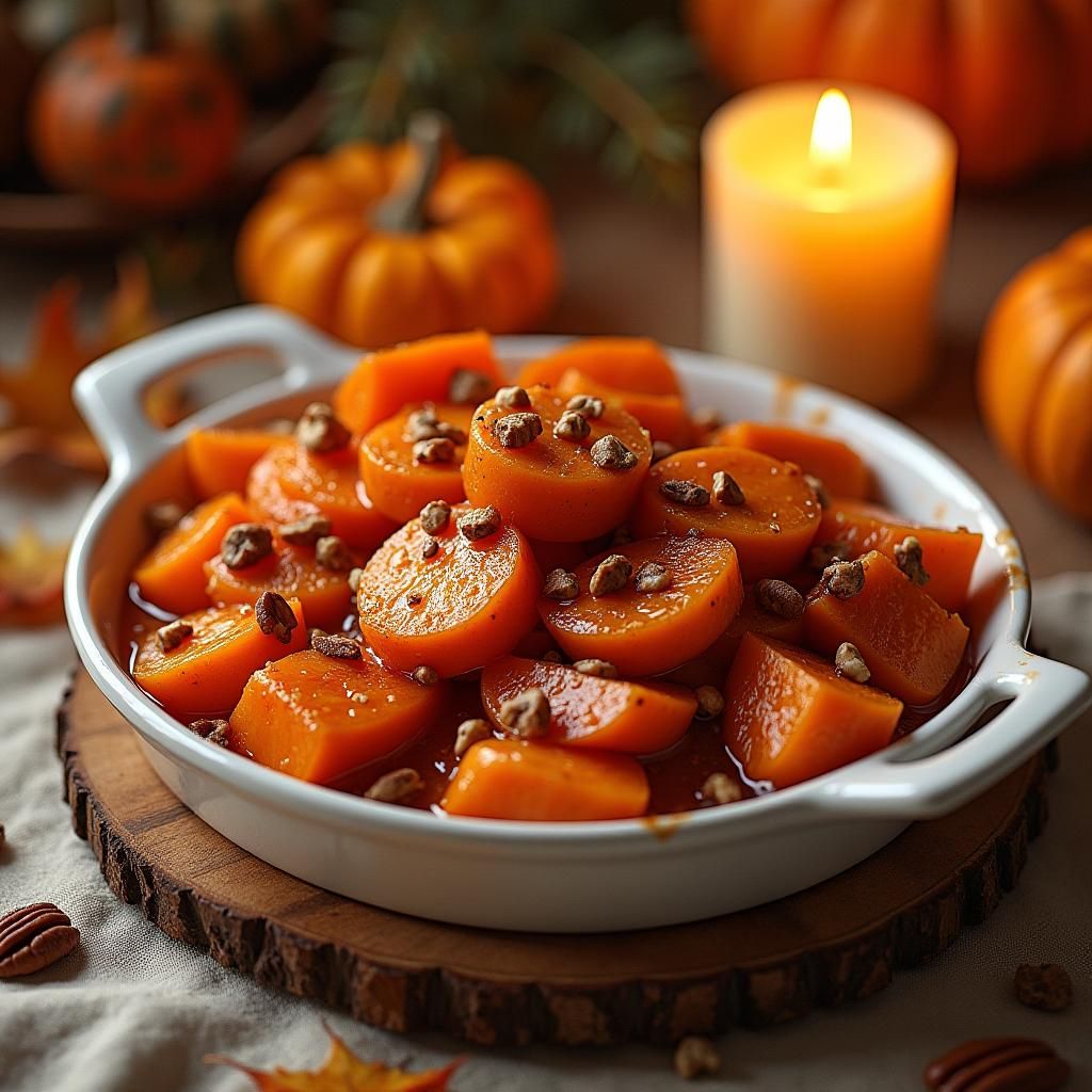 Candied Yams Centerpiece in Gouache and Watercolor Style