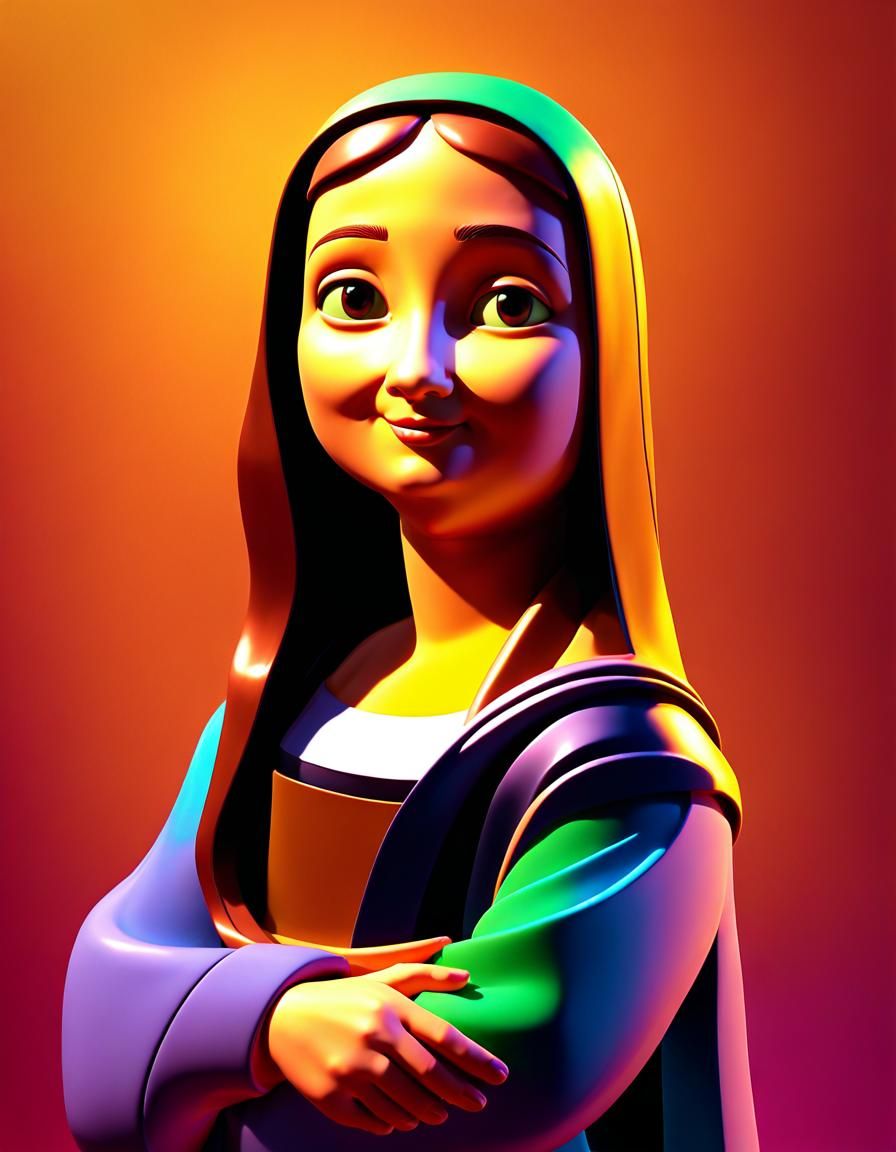 Happy 5-Year-Old Mona Lisa in 3D Digital Art