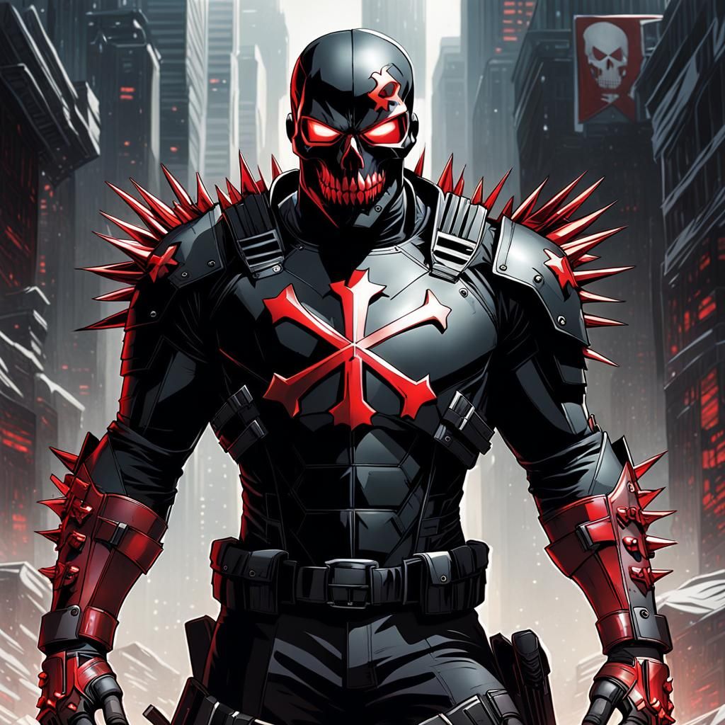 Black Masked Superhero in Tactical Suit