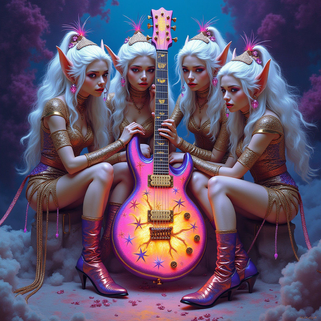 Glam Rock Elves Jam on Psychedelic Guitar