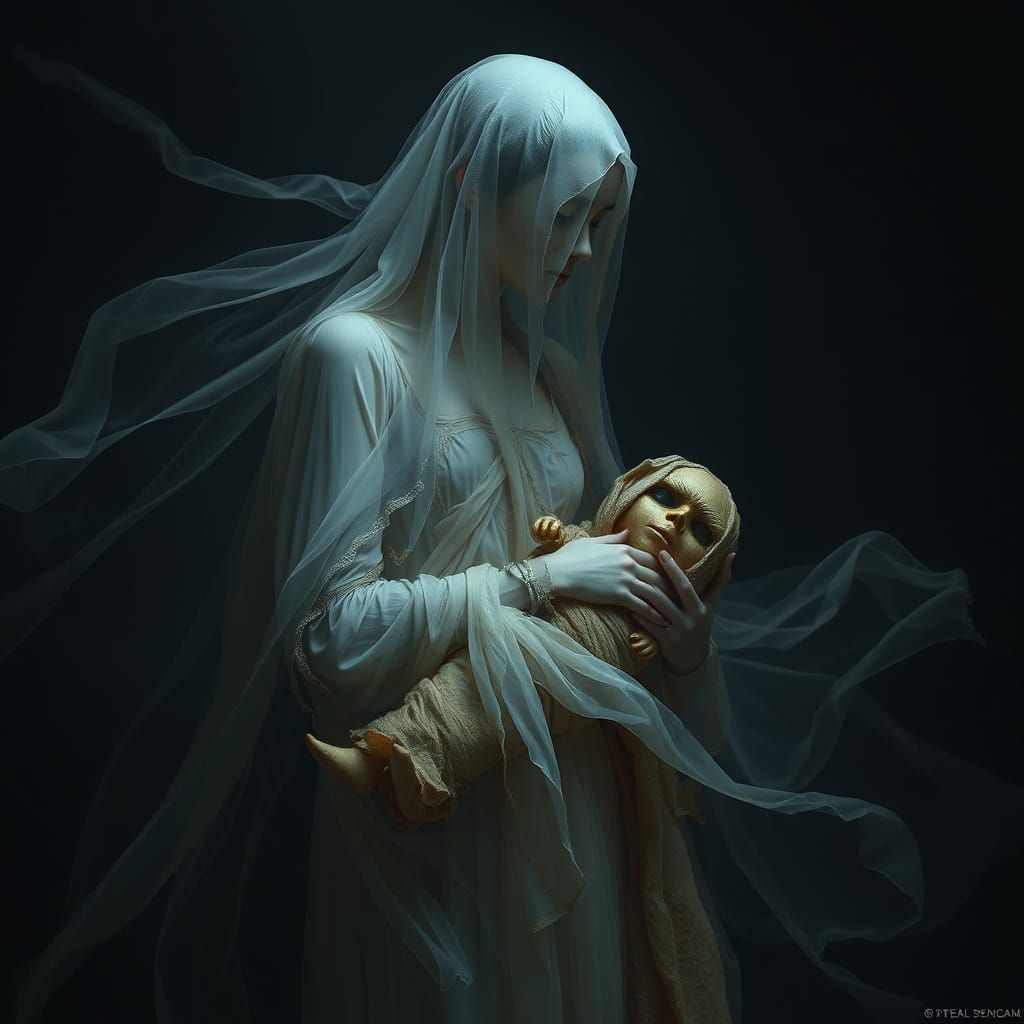 Ethereal Ghost Girl in Haunting Fantasy Art