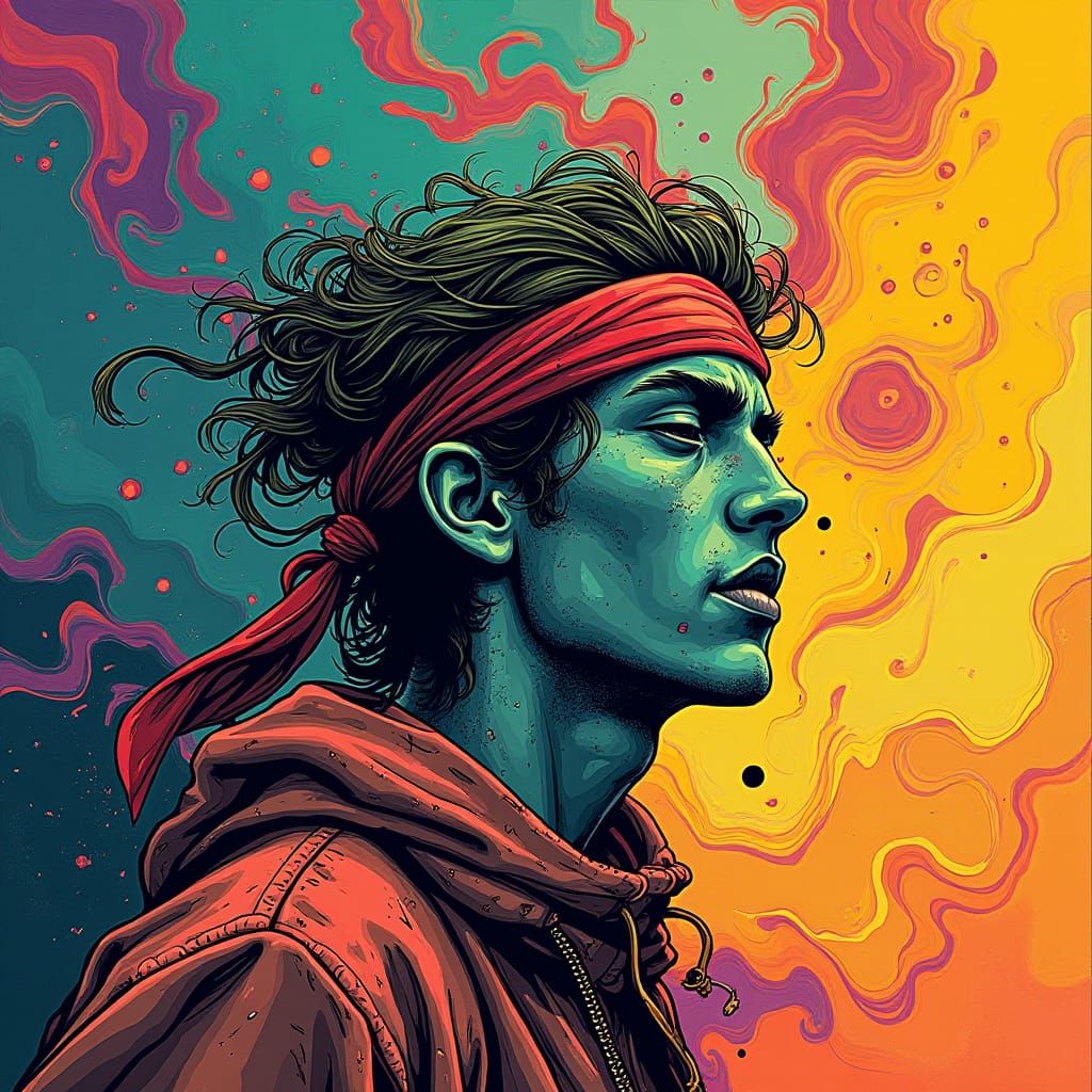 Dynamic Nomad in Comic Book Style