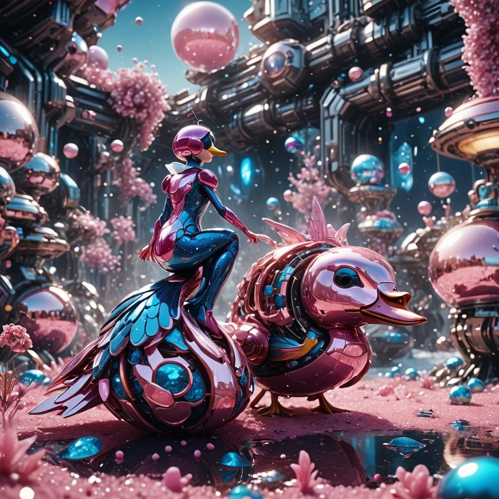 Futuristic Space Mermaid Snow White in Sci-Fi Style