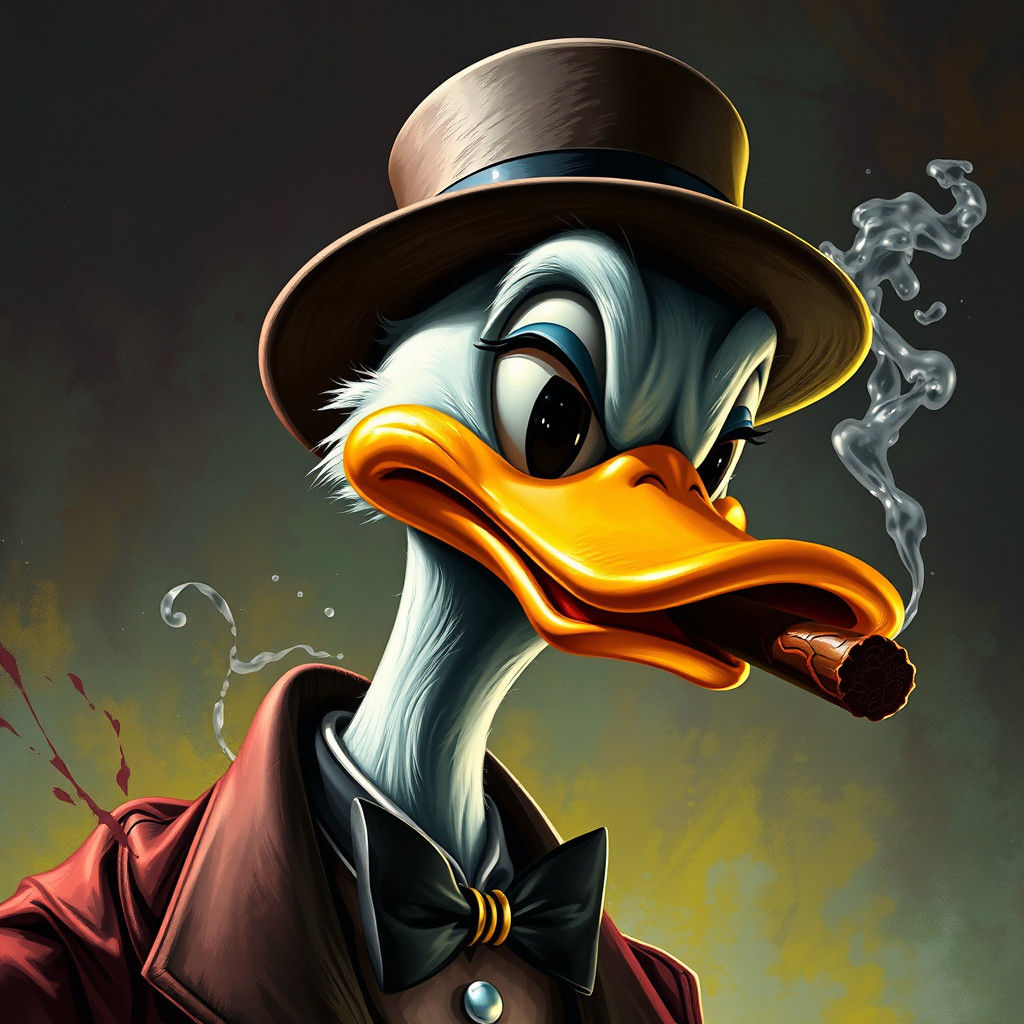 Daffy Duck as Godfather: Hyperrealistic Splash Art