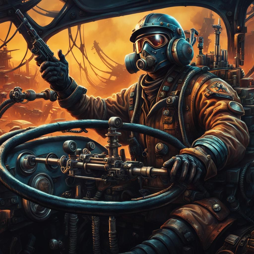 Dieselpunk Driver in Post-Apocalyptic Rig