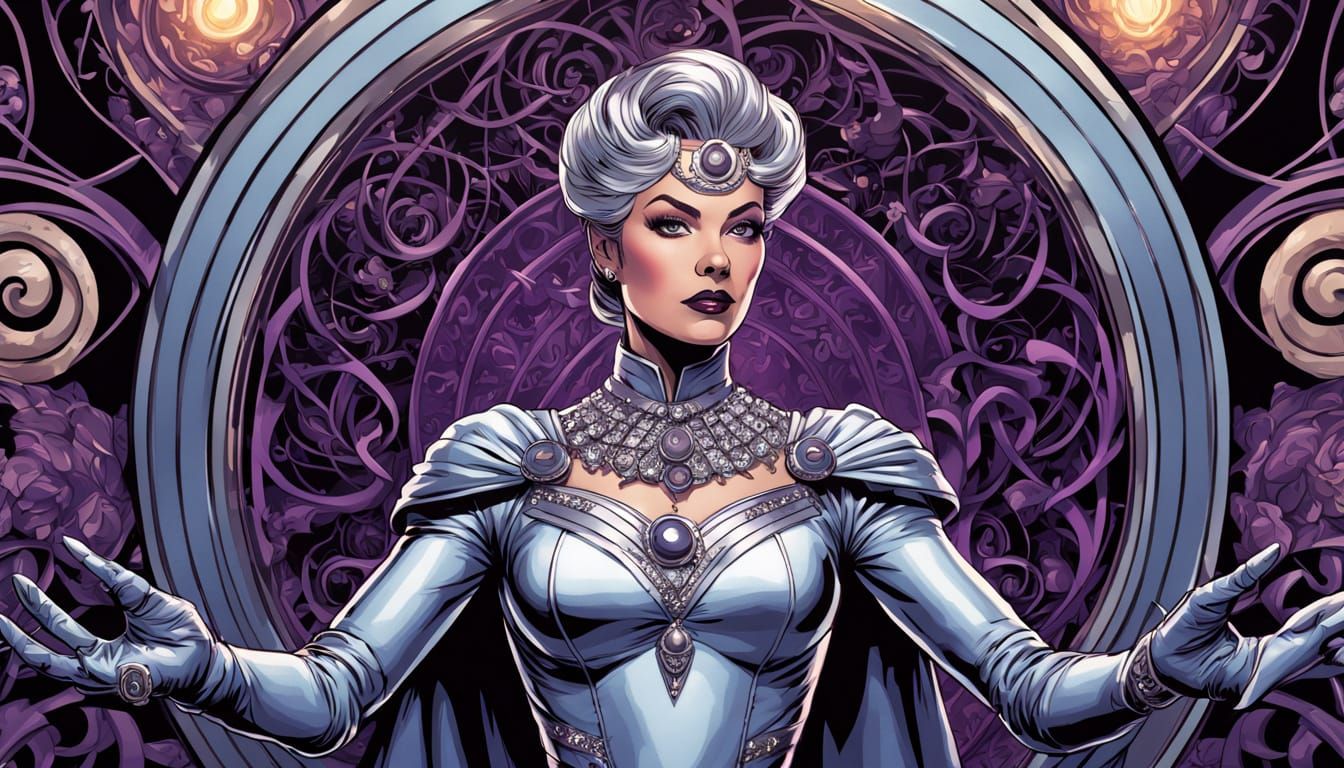 Psychic Supervillainess in American Comic Art Style