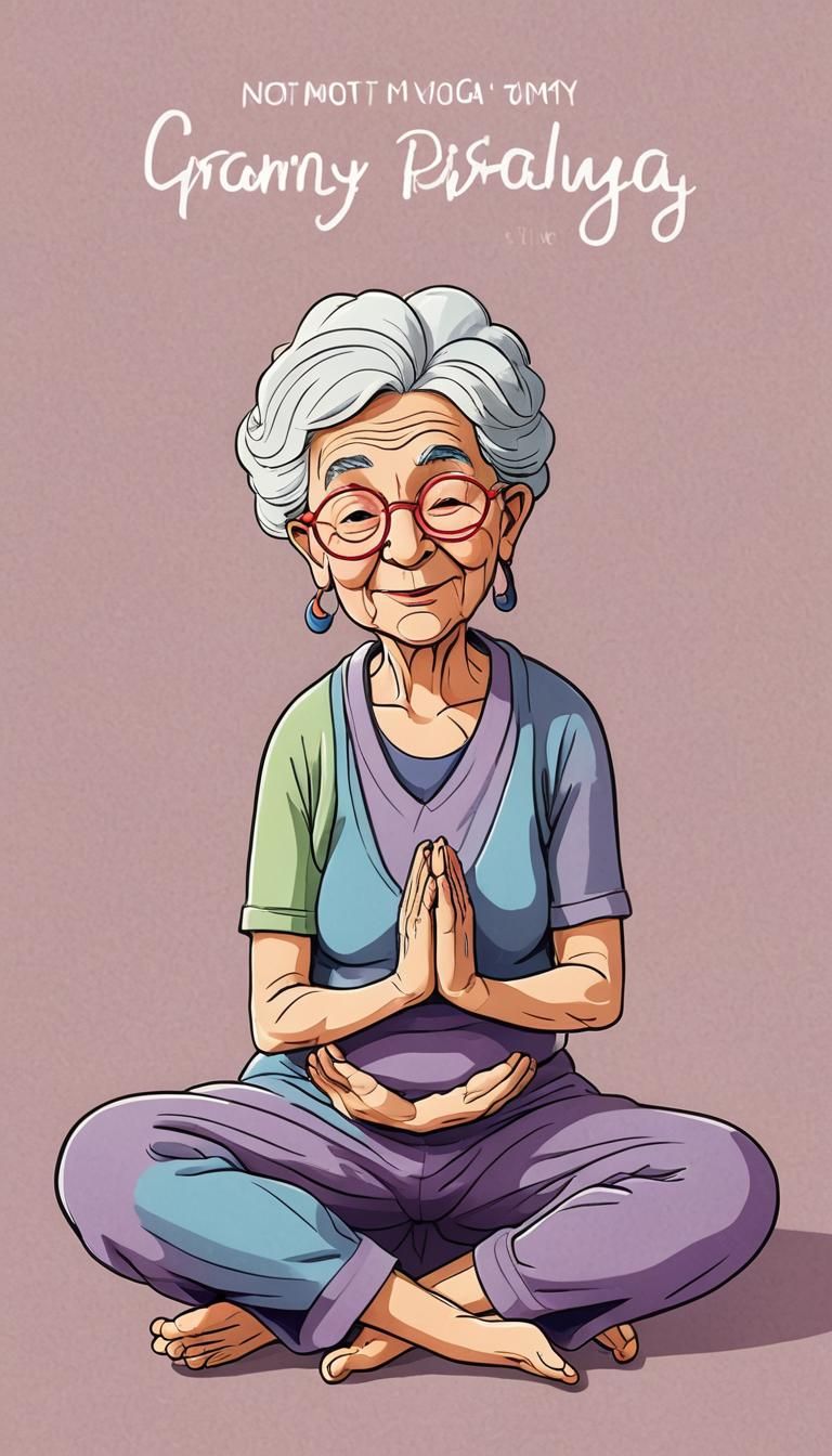 Funny Granny Doing Yoga with "Not My Problem" Text