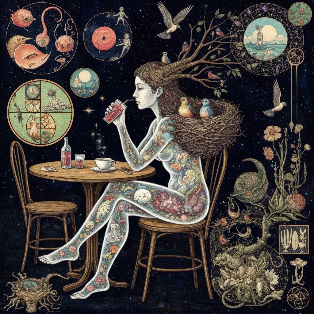 Surreal Galaxy Cafe in Style of Bosch and Haeckel