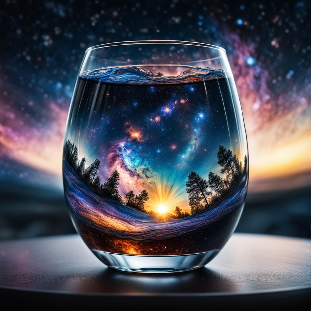 Galaxy in a Glass: Hyperrealistic Digital Art
