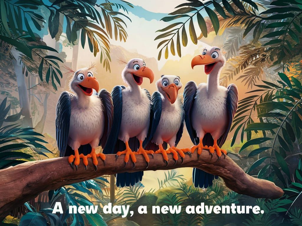 Cartoon: Starting a new day, starting a new adventure.  2