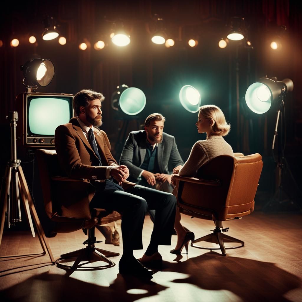 1950s TV Stage with Journalist and Author