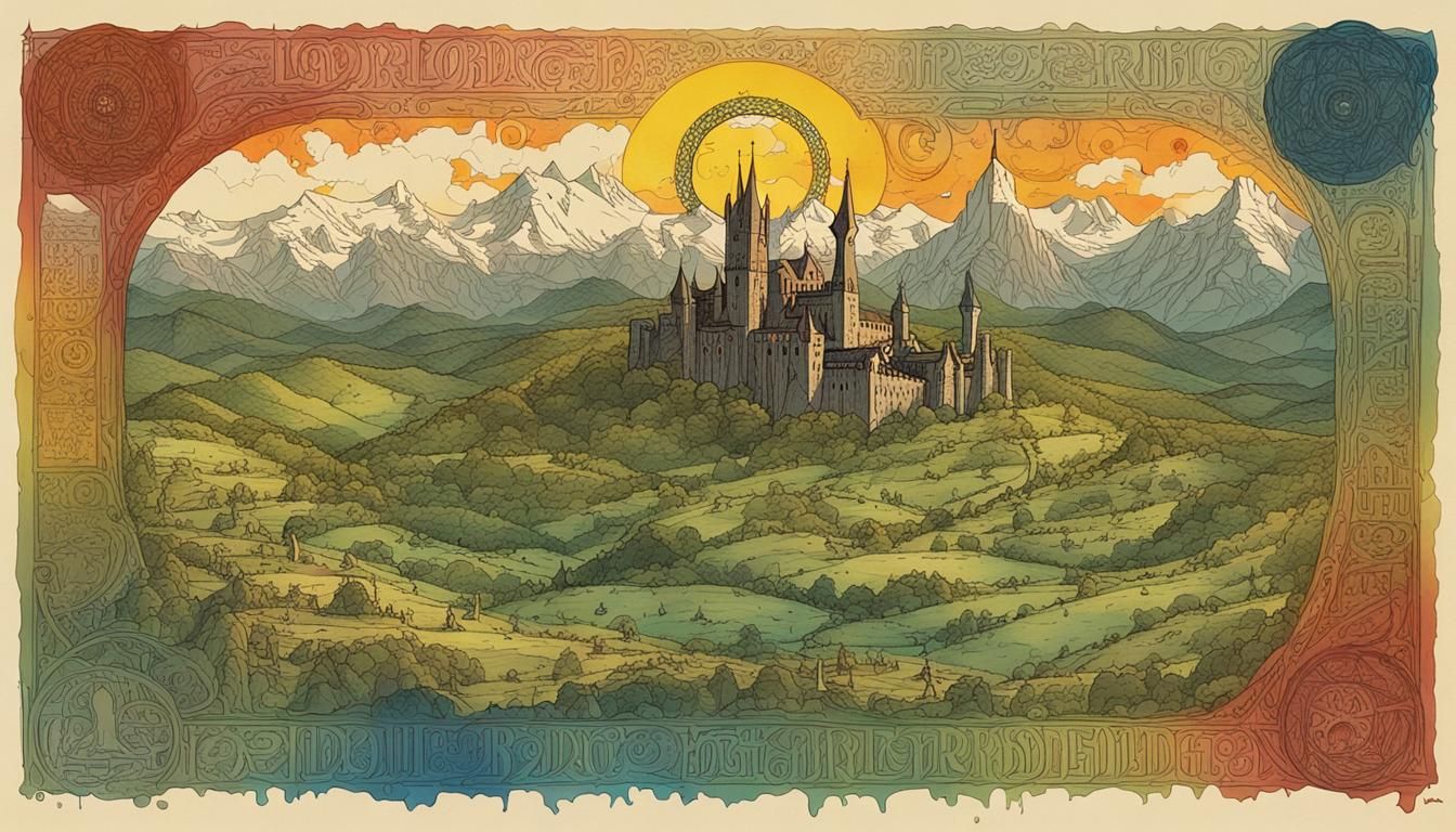 Whimsical Typographic Poster of Lord of the Rings