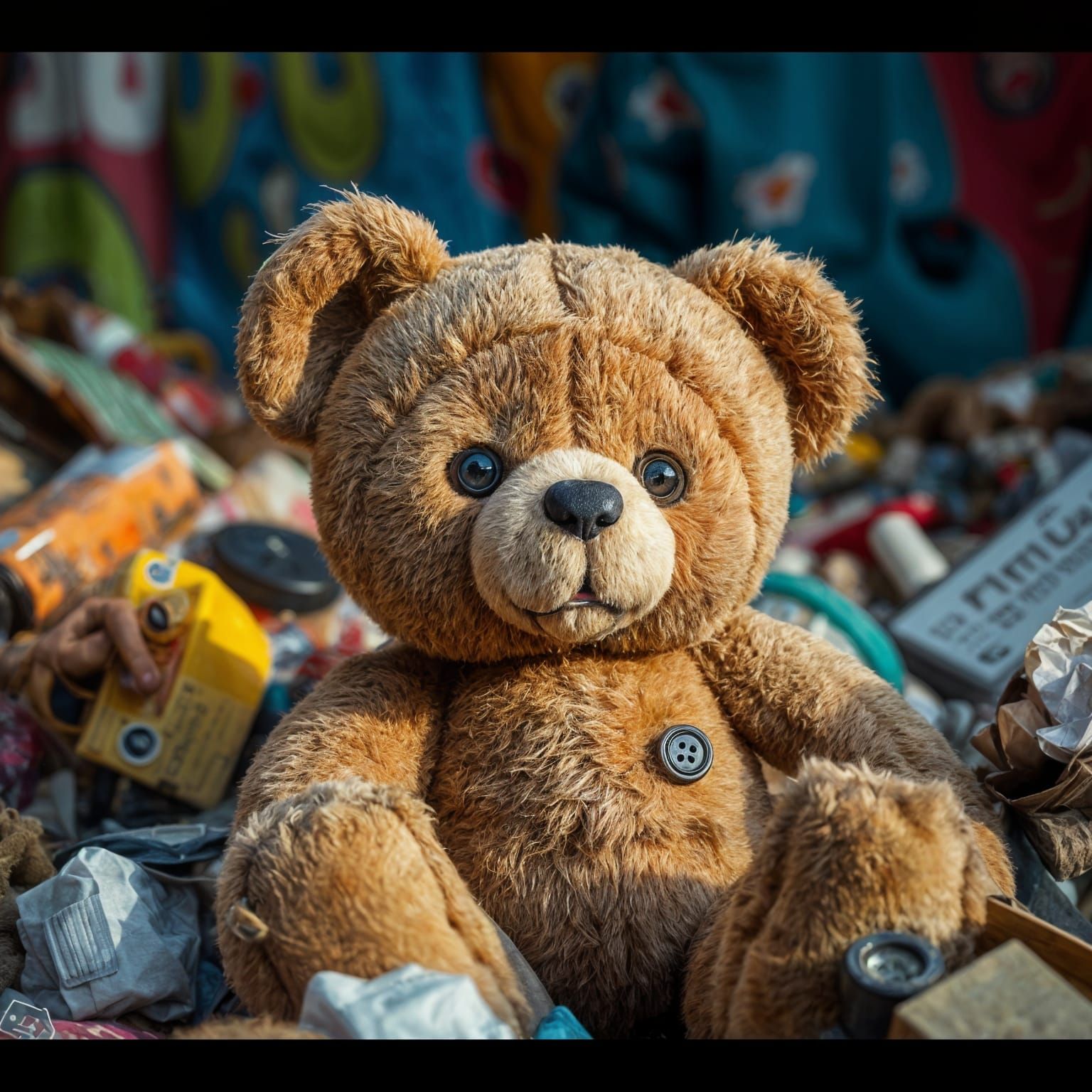 Abandoned Teddy Bear Portrait in Hyperrealistic Style