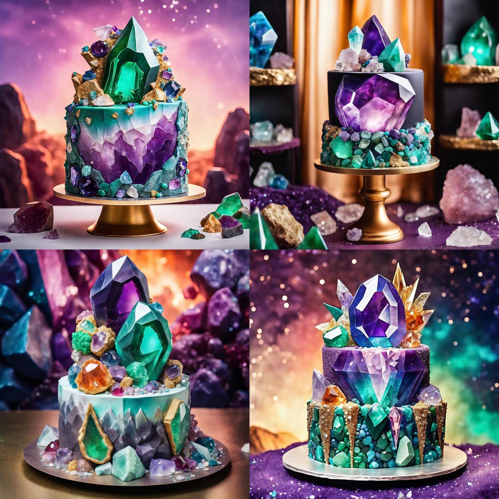 Gemstone Cake with Crystals and Vivid Colors
