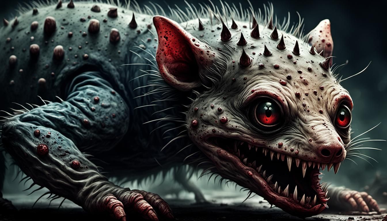 Creepy Scarred Creature in Horror Style