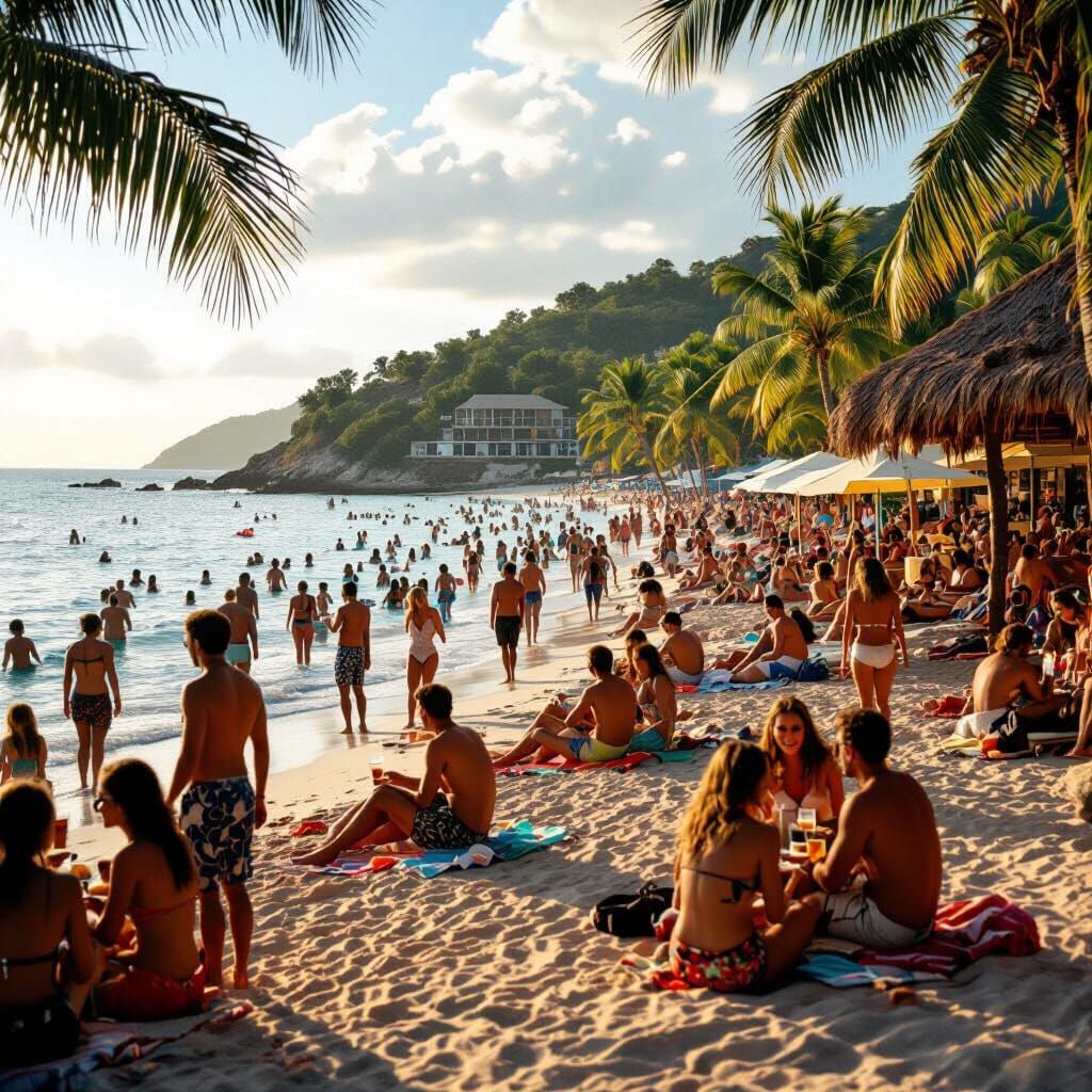 Vibrant Island Resort Beach Scene