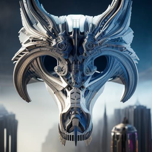 Dark Animal Skull Mask in Hyperrealistic Digital Art