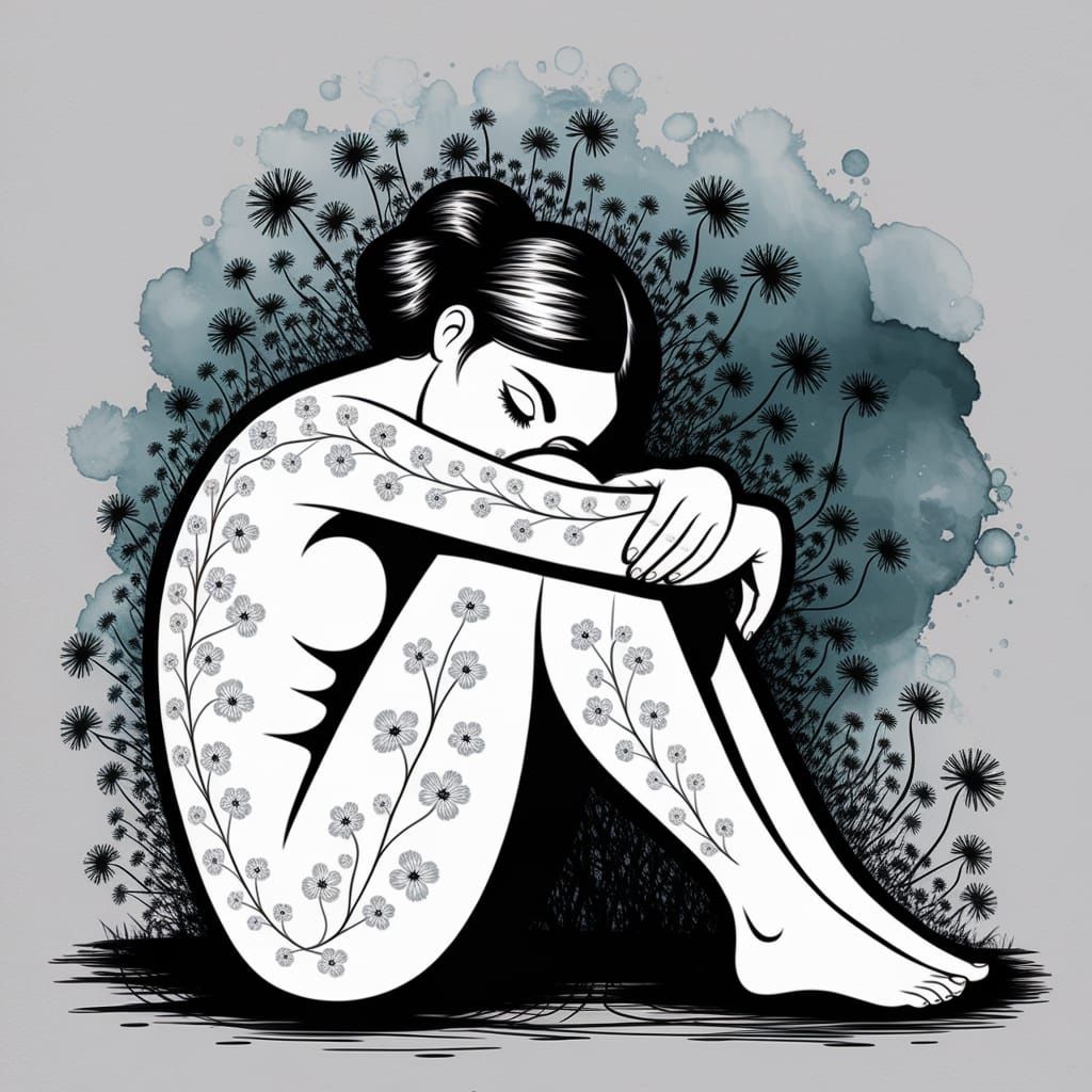 Forget-Me-Not Figure in Surreal Digital Art