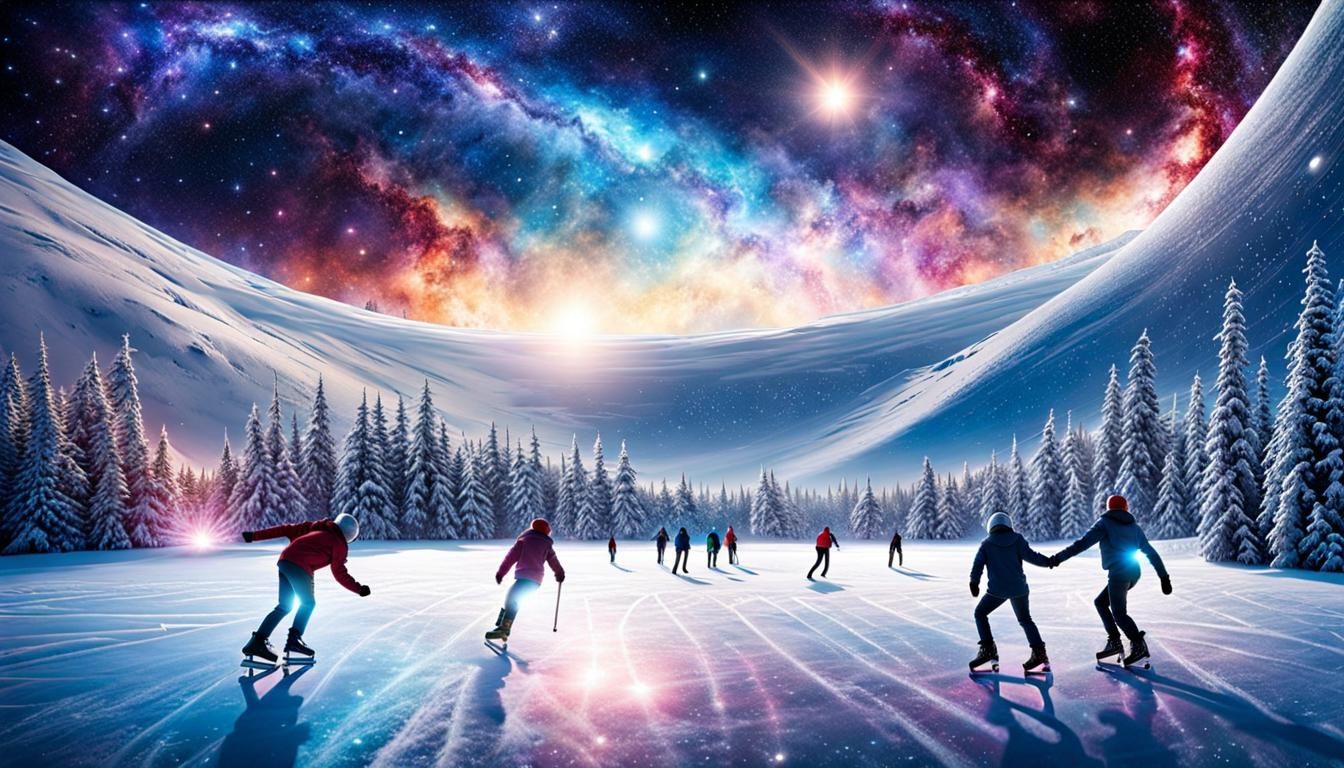 Ice Skating Through the Galaxy: A Hyperrealistic Masterpiece