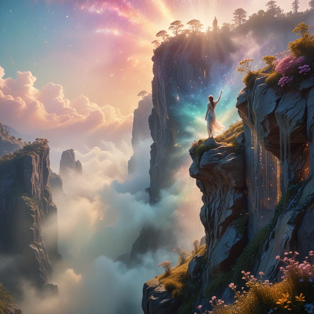 Humanity's Cosmic Shift in Radiant Art Nouveau Style