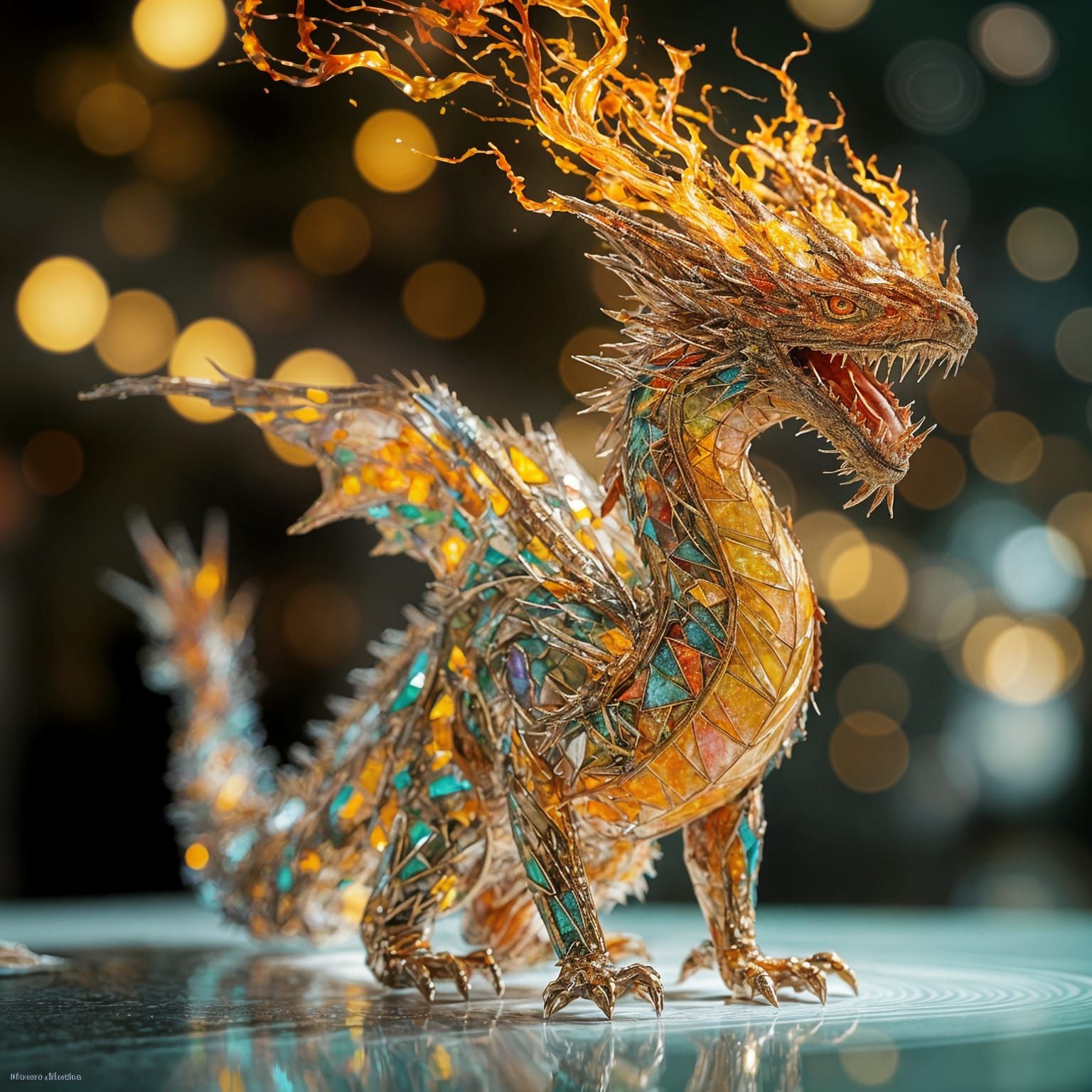 Epic Glass Dragon in Gouache Style