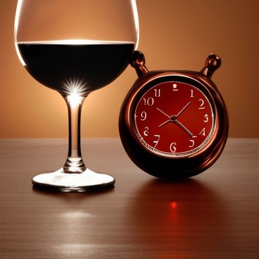 Midnight Clock with Falling Wine Glass