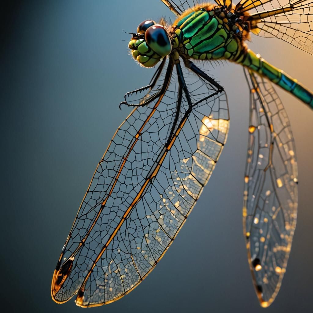 Macro Photo of a Dragonfly Wing as Stained Glass