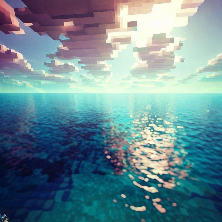 Minecraft Ocean Scene in Blocky Style