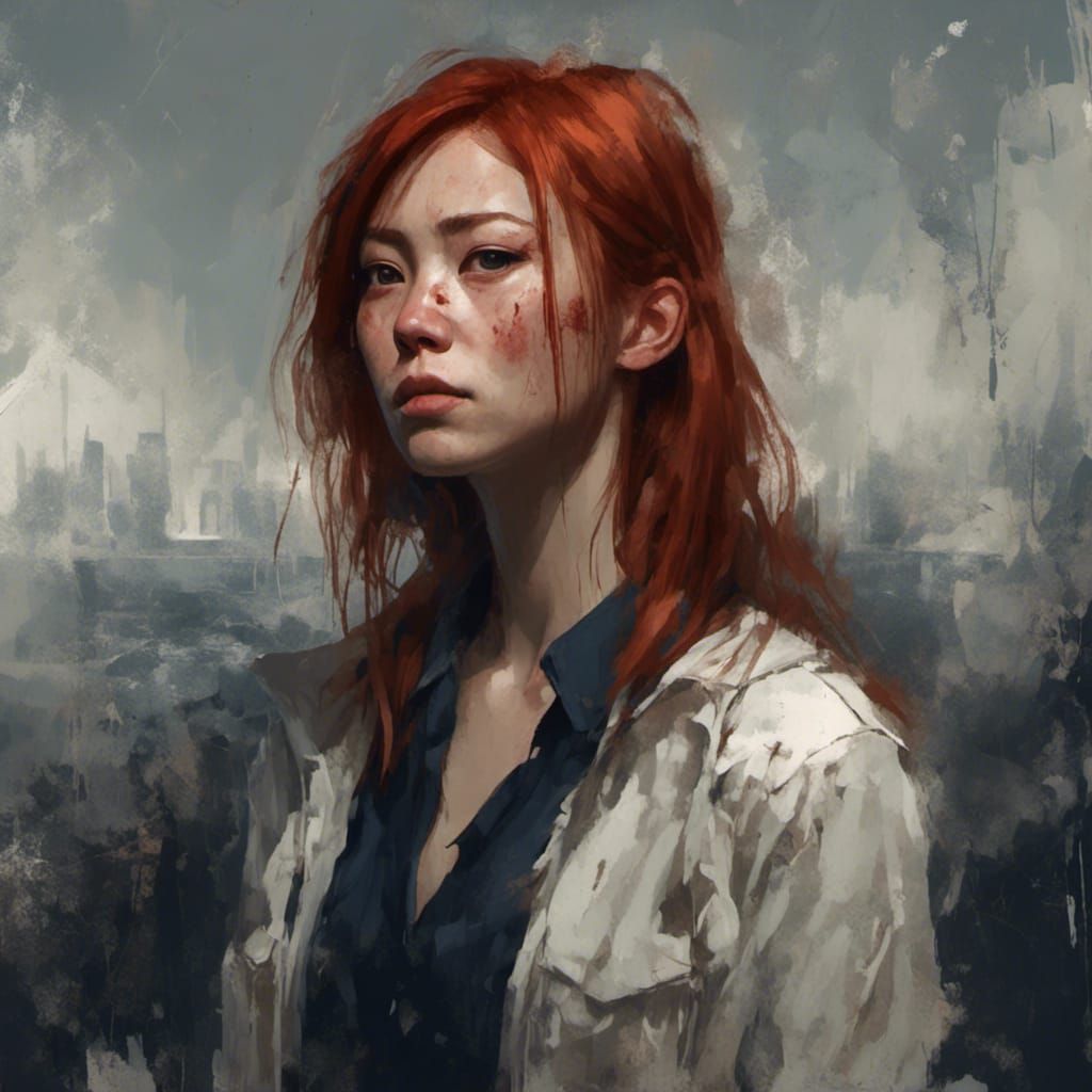 Asian Redhead Portrait in Hyperdetailed Digital Art