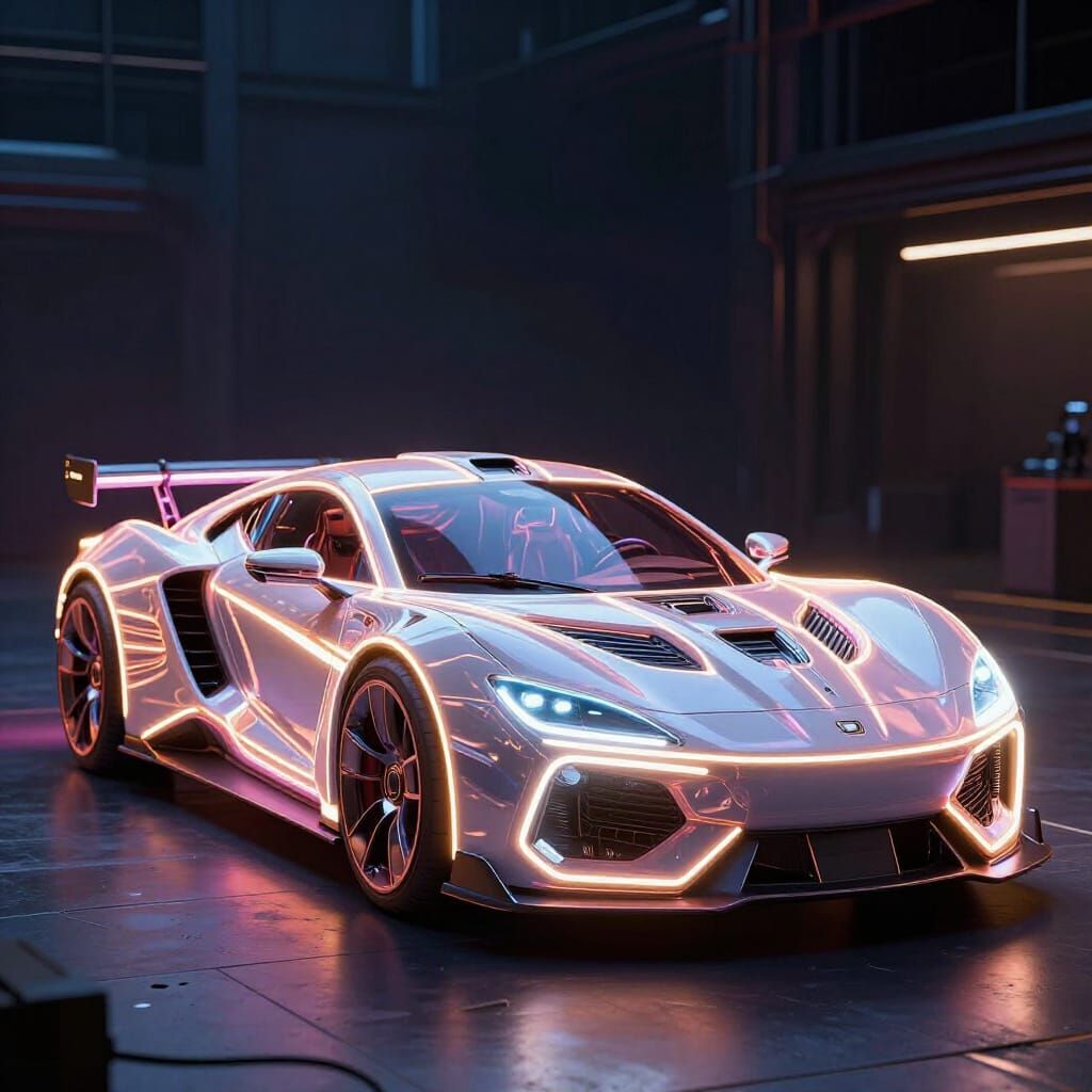 Futuristic Neon Sci-Fi Car in Cinematic Lighting