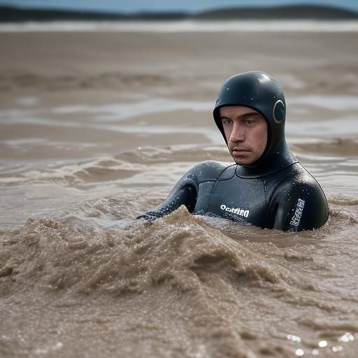 Man in Wetsuit Sinking: Professional Photography