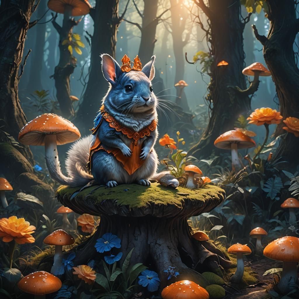 Fantastical Chinchilla Girl in Detailed Digital Painting