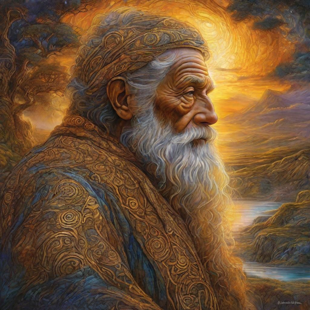 Mystical Philosopher in Celtic Fantasy Landscape